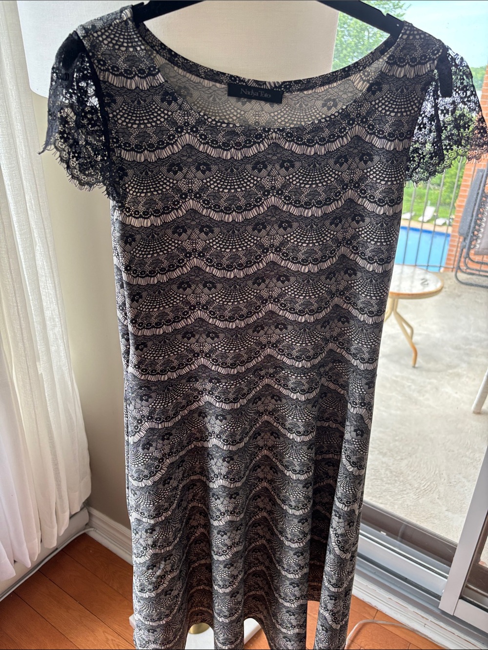 NADYA TOTO cap lace Black/Beige size M dress